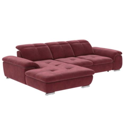 Canapé d'angle convertible méridienne gauche andy iii tissu bella bordeaux pas cher