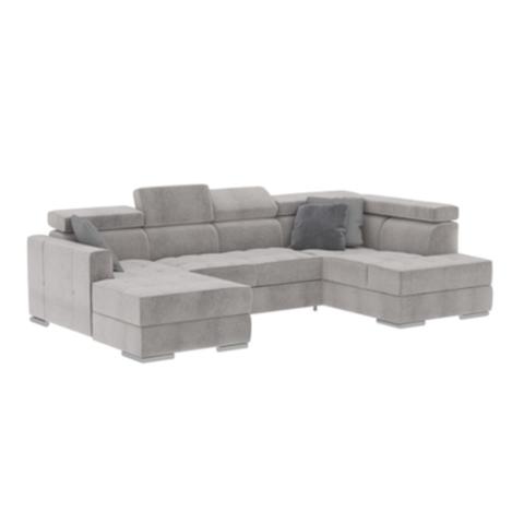 Canapé d'angle u convertible quartz u tissu castle 60 gris clair pas cher