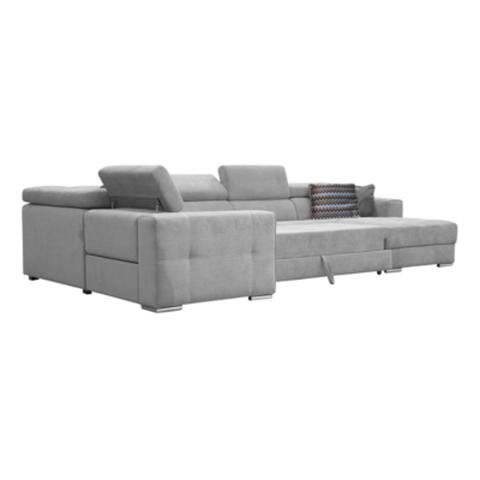 Canapé d'angle u convertible relax droit quartz tissu gris clair pas cher