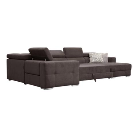 Canapé d'angle u convertible relax droit quartz tissu marron pas cher