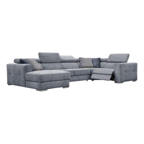 Canapé d'angle u gauche relax convertible quartz tissu castle bleu horizon 153 pas cher