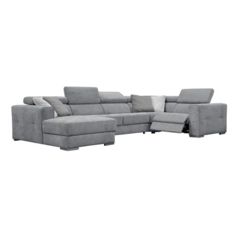 Canapé d'angle u gauche relax convertible quartz tissu castle gris moyen 168 pas cher