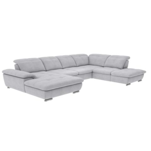 Canapé grand angle convertible gauche andy iii tissu bergamo gris clair 90 pas cher