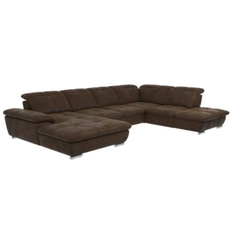 Canapé grand angle convertible gauche andy iii tissu gobi marron 4 pas cher