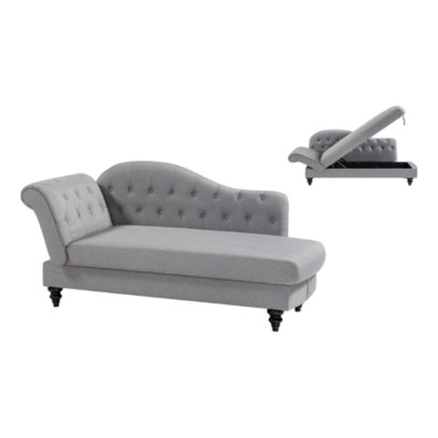 Méridienne convertible avec coffre lalou tissu gris pas cher