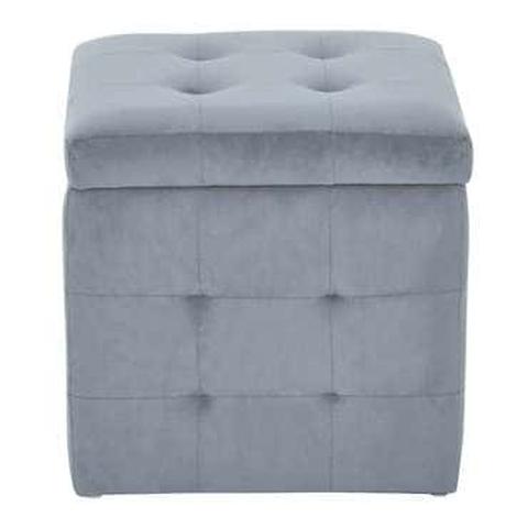 Pouf avec coffre de rangement caroline 2 coloris gris pas cher