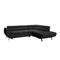 Canapé d'angle convertible méridienne droite phoenix tissu alfa noir pas cher