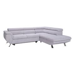 Canapé angle droit convertible avec méridienne phoenix gris clair pas cher