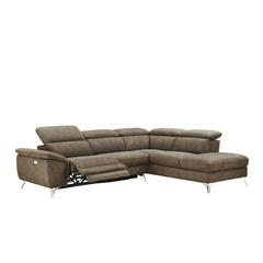 Canapé angle droit relax électrique newport tissu marron glacé pas cher