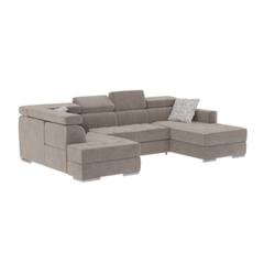 Canapé d'angle u convertible quartz u tissu bolton 5 beige / marron pas cher