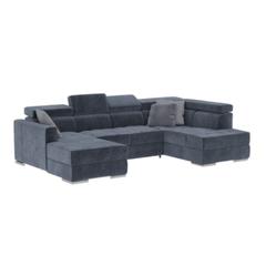 Canapé d'angle u convertible quartz u tissu castle 48 bleu nuit pas cher