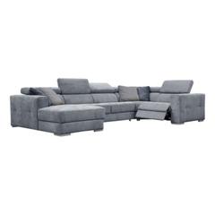 Canapé d'angle u gauche relax convertible quartz tissu castle bleu horizon 153 pas cher