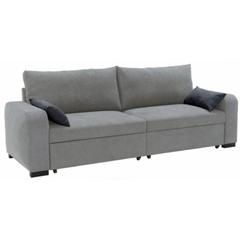 Canapé convertible 3 places 2 tiroirs lits tissu gris clair broadway pas cher