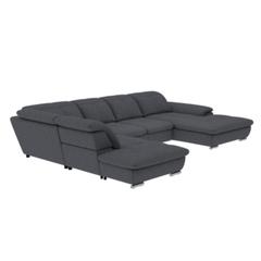 Canapé grand angle convertible droite andy iii tissu belfast anthracite 39 pas cher