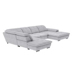 Canapé grand angle convertible droite andy iii tissu bergamo gris clair 90 pas cher