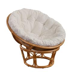 Fauteuil bambou et rotin papasan tissu blanc pas cher