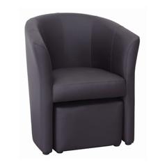 Fauteuil cabriolet et pouf clayton pu gris anthracite pas cher