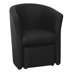 Fauteuil cabriolet et pouf clayton pu noir pas cher