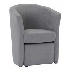 Fauteuil cabriolet et pouf clayton tissu soro gris clair pas cher