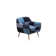 Fauteuil patch tissu patchwork bleu pas cher