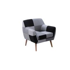 Fauteuil patch tissu patchwork gris pas cher