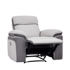 Fauteuil relax manuel willy pu et microfibre gris clair pas cher